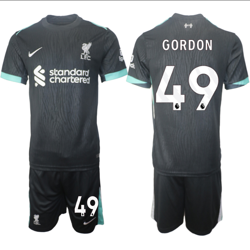 Men 2024-2025 Club Liverpool away Black #49 Soccer Jersey->liverpool jersey->Soccer Club Jersey